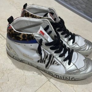 Mid Star sneakers with animal-print details and handwritten lettering